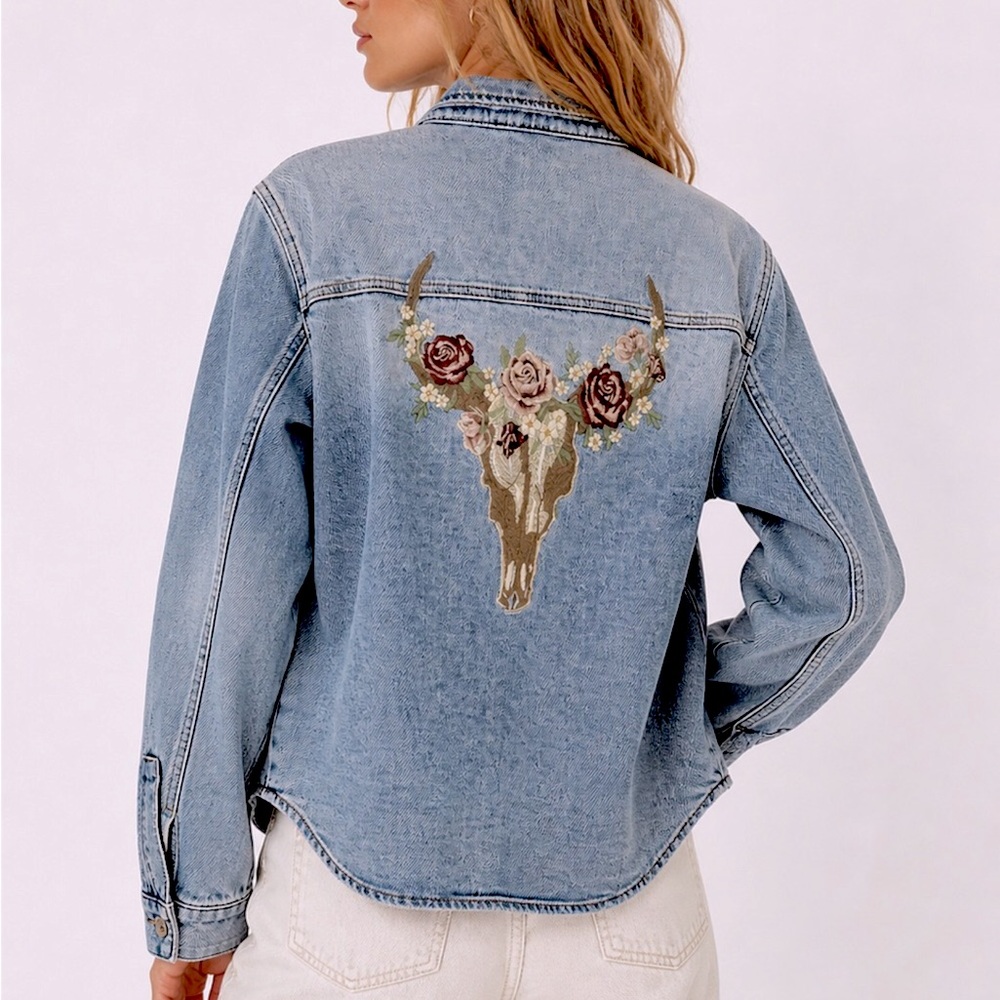 Driftwood DW Steer Head Denim Shacket NWT - Picture 2 of 7